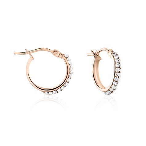 Créoles Sandrine Or Rose Strass - Boucles d'oreilles Créoles Femme | Marc Orian
