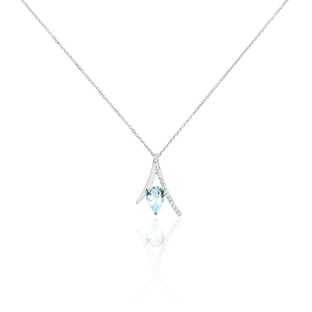 Collier Electa Or Blanc Topaze Et Oxyde De Zirconium - Colliers avec pierres Femme | Marc Orian