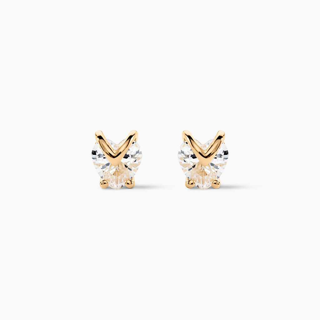 Boucles D'oreilles Puces Abelinia Plaqu&eacute; Or Jaune Oxyde De Zirconium - Puces Femme | Marc Orian