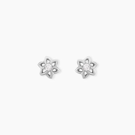 Boucles D'oreilles Puces Emiliette Argent Blanc Oxyde De Zirconium - Puces Femme | Marc Orian