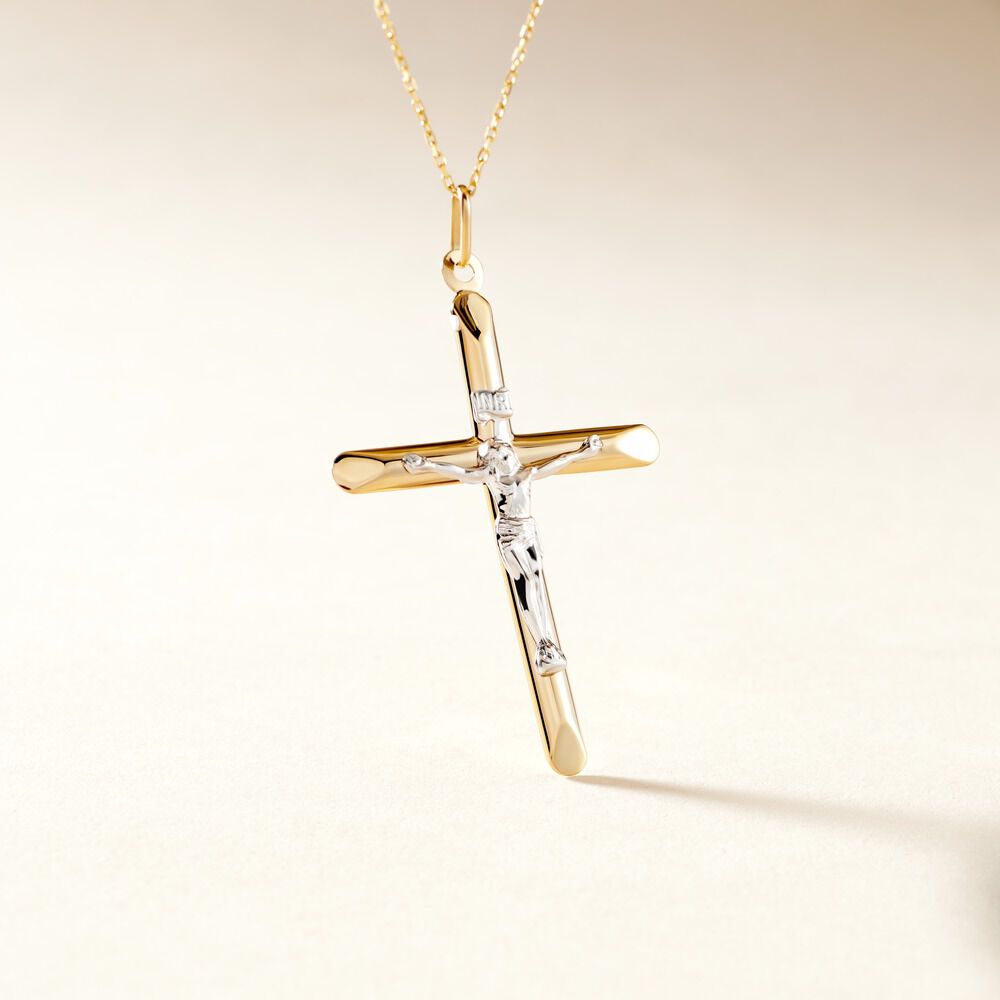Pendentif Damian Croix Or Bicolore - Pendentifs Famille | Marc Orian