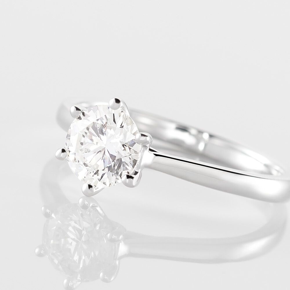 Bague Solitaire Athena Or Blanc Diamant - Parures de mariage Femme | Marc Orian