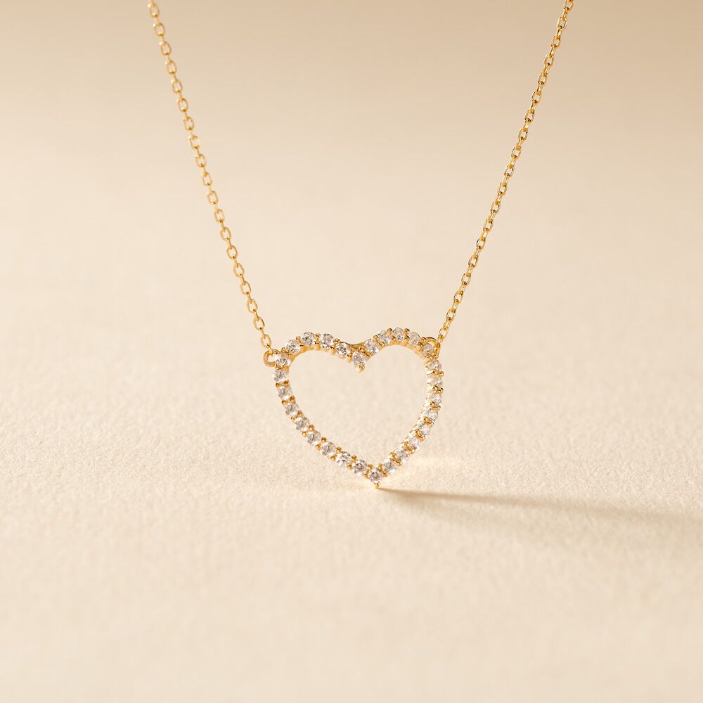 Collier Coeur Droit Or Jaune Oxyde De Zirconium - Colliers avec pierres Femme | Marc Orian