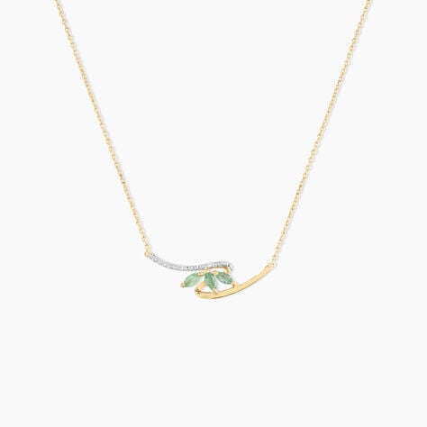 Collier Or Jaune Caetlin Emeraude Diamants - Colliers avec pierres Femme | Marc Orian