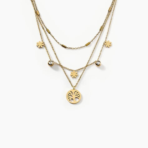 Collier Acier Dor&eacute; Cristal - Colliers avec pierres Femme | Marc Orian