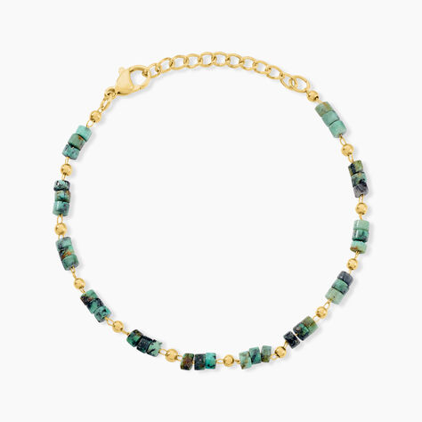 Bracelet Athena Acier Dor&eacute; Jaspe Africain - Bracelets cha&icirc;nes Femme | Marc Orian