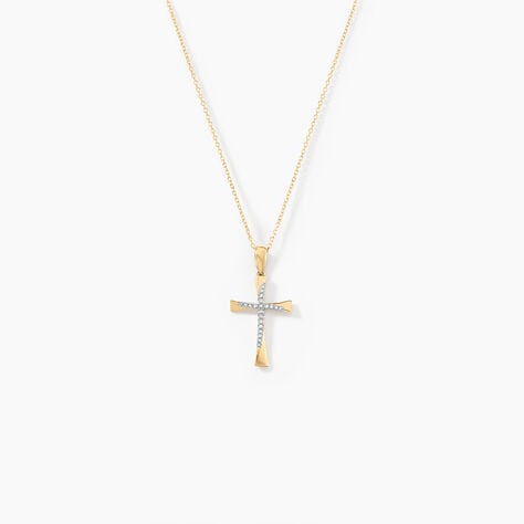 Collier Canice Croix Or Jaune Diamant - Colliers avec pierres Femme | Marc Orian