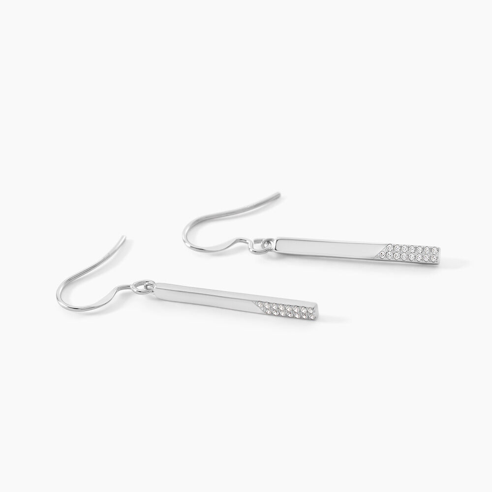 Boucles D'oreilles Pendantes Evodie Argent Blanc Oxyde De Zirconium - Pendantes Femme | Marc Orian
