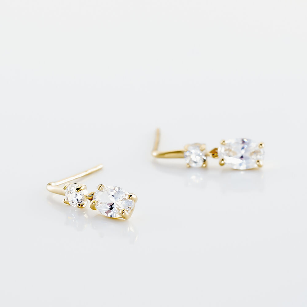 Boucles D'oreilles Pendantes Gulbeyaz Or Jaune Oxyde De Zirconium - Pendantes Femme | Marc Orian