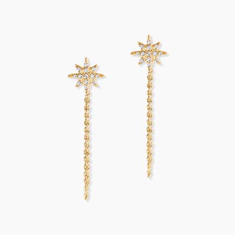 Boucles D'oreilles Pendantes Kettil Or Jaune Oxyde De Zirconium - Pendantes Femme | Marc Orian