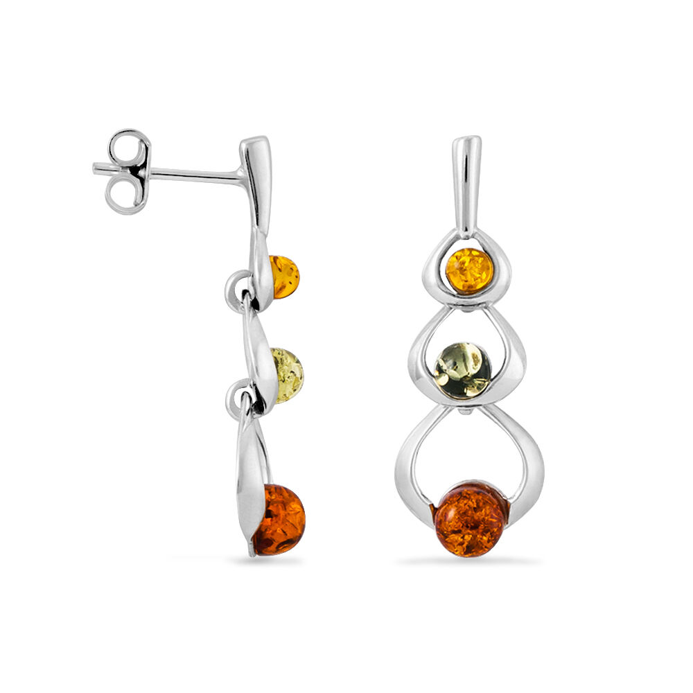 Boucles D'oreilles Pendantes Agneta Argent Blanc Ambre - Pendantes Femme | Marc Orian