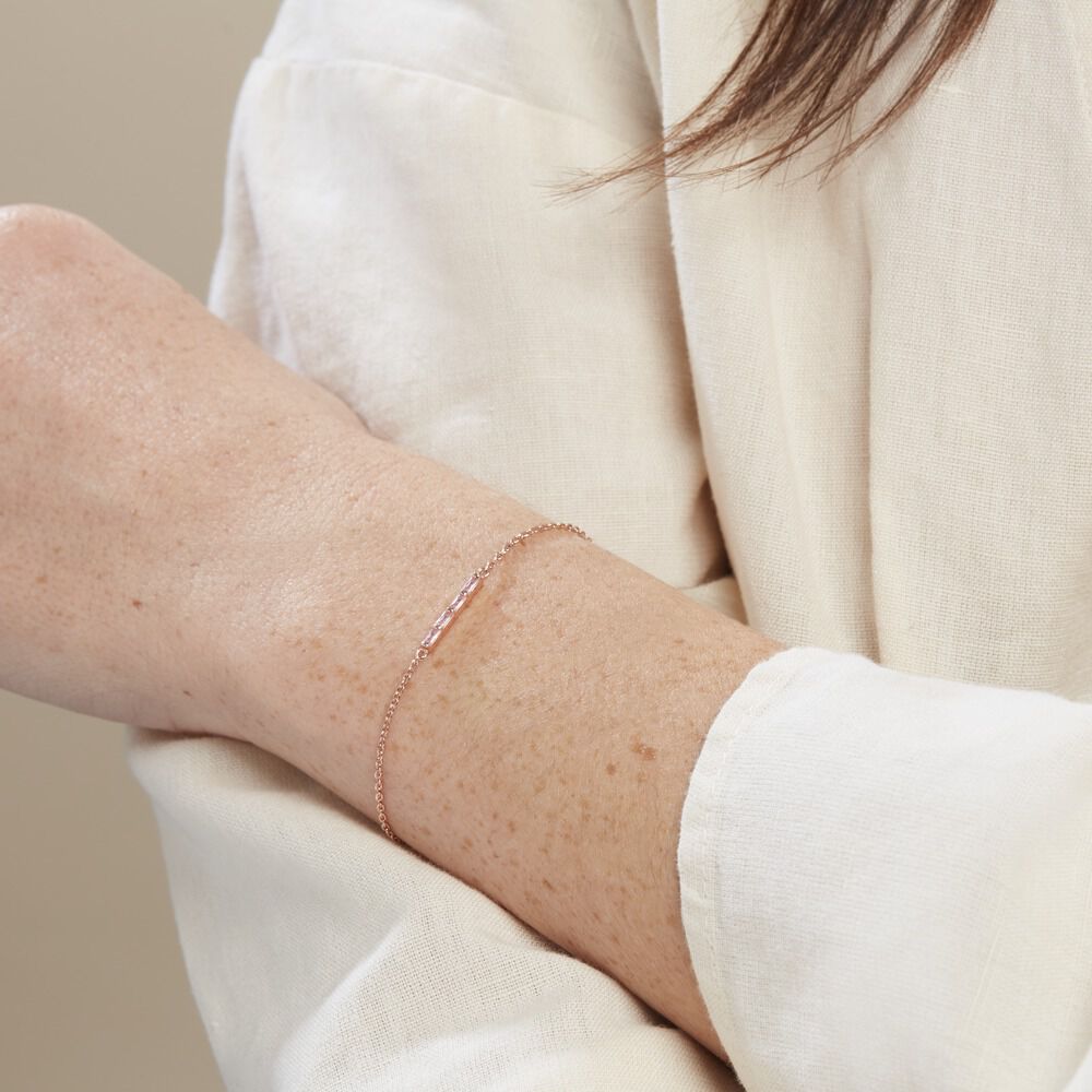 Bracelet Andrew Argent Rose Oxyde De Zirconium Rose - Bracelets chaînes Femme | Marc Orian