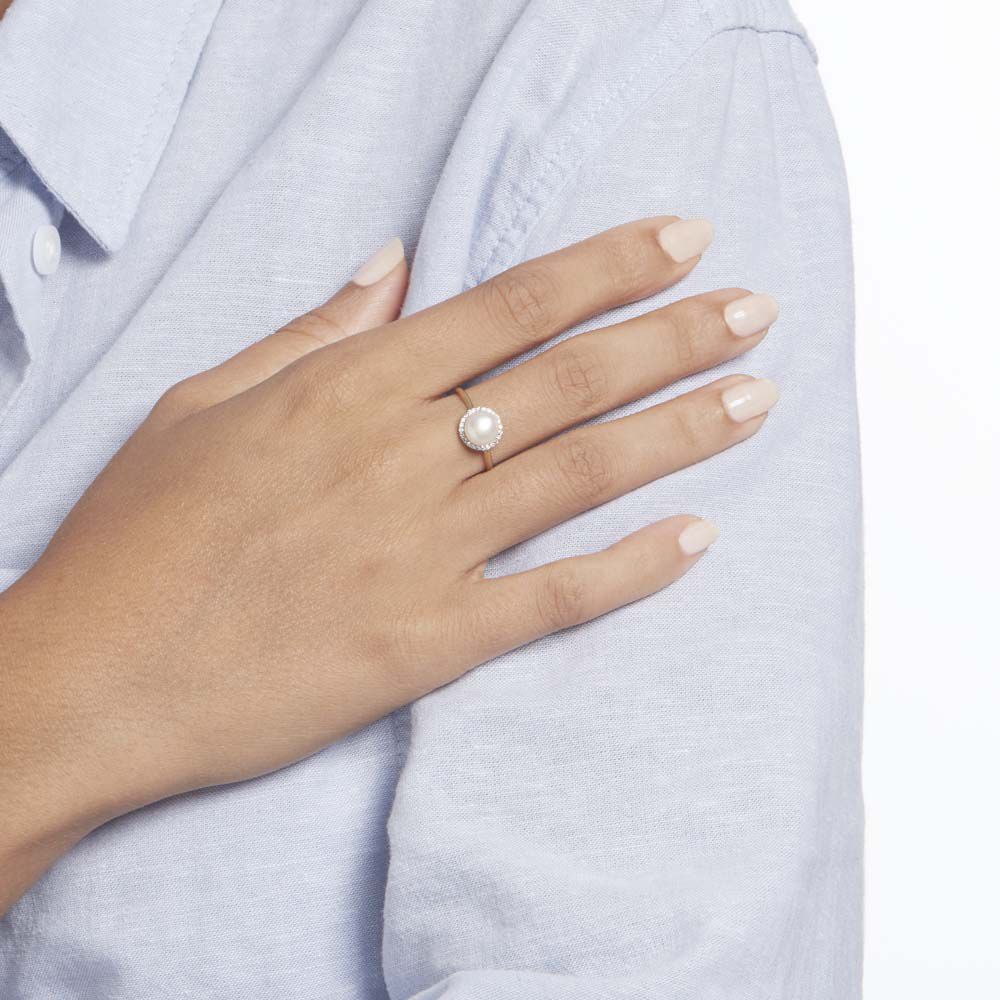 Bague Or Jaune Sibell Perle De Culture Et Oxydes De Zirconium - Bagues de promesse Femme | Marc Orian