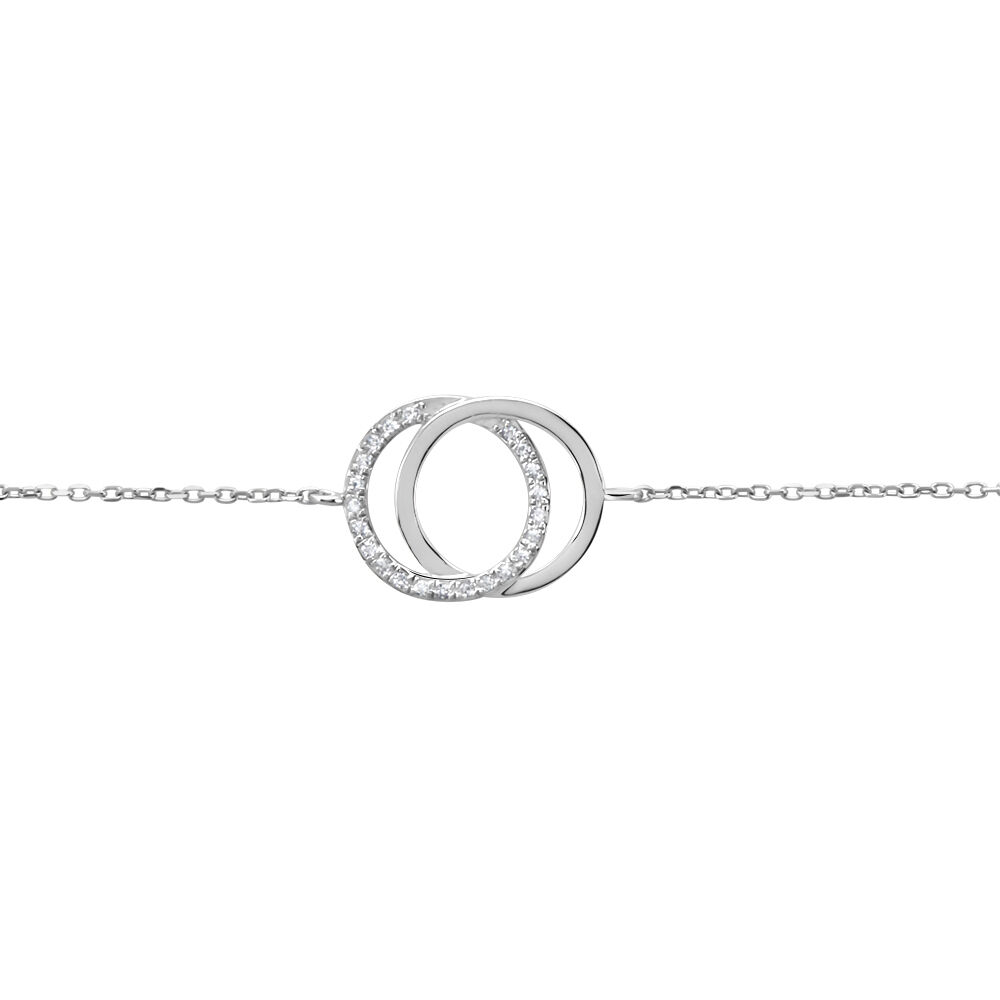 Bracelet Or Blanc Tresha Diamants - Bracelets Anneaux Entrelaces Femme | Marc Orian