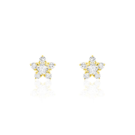 Boucles D'oreilles Puces Elais Etoile Or Jaune Oxyde De Zirconium - Puces Femme | Marc Orian