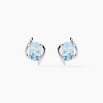 Boucles D'oreilles Puces Vrille Ovale Or Blanc Topaze - Puces Femme | Marc Orian