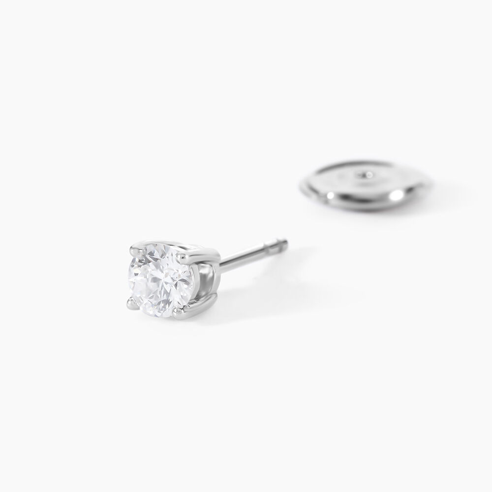 Boucles D'Oreilles Puces One Or Blanc Diamants - Boucles d'oreilles mariage Femme | Marc Orian