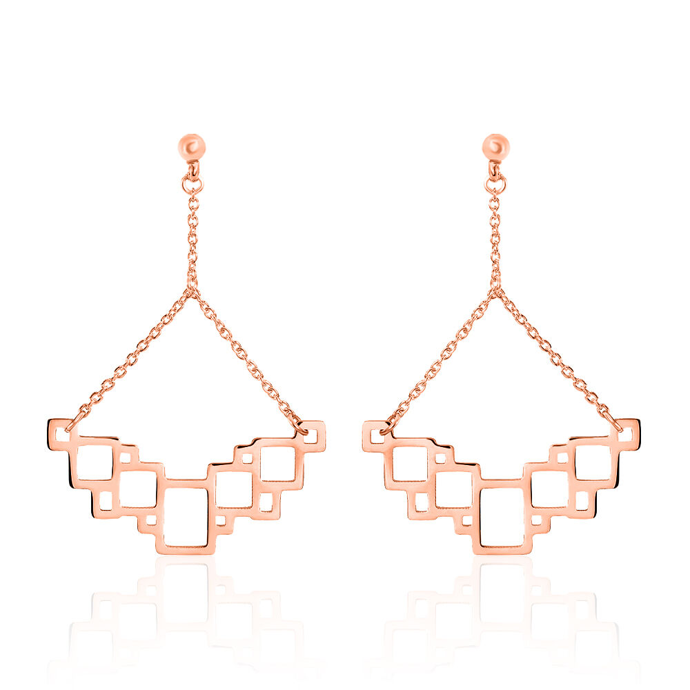 Boucles D'oreilles Pendantes Crispine Acier Rose - Pendantes Femme | Marc Orian
