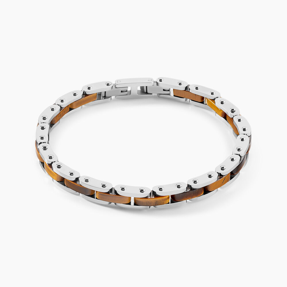 Bracelet M&eacute;tal Acier Blanc Oeil De Tigre - Bracelets cha&icirc;nes Homme | Marc Orian
