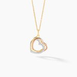 Pendentif Coeur Penche Double Or Tricolore Oxyde De Zirconium - Pendentifs Femme | Marc Orian