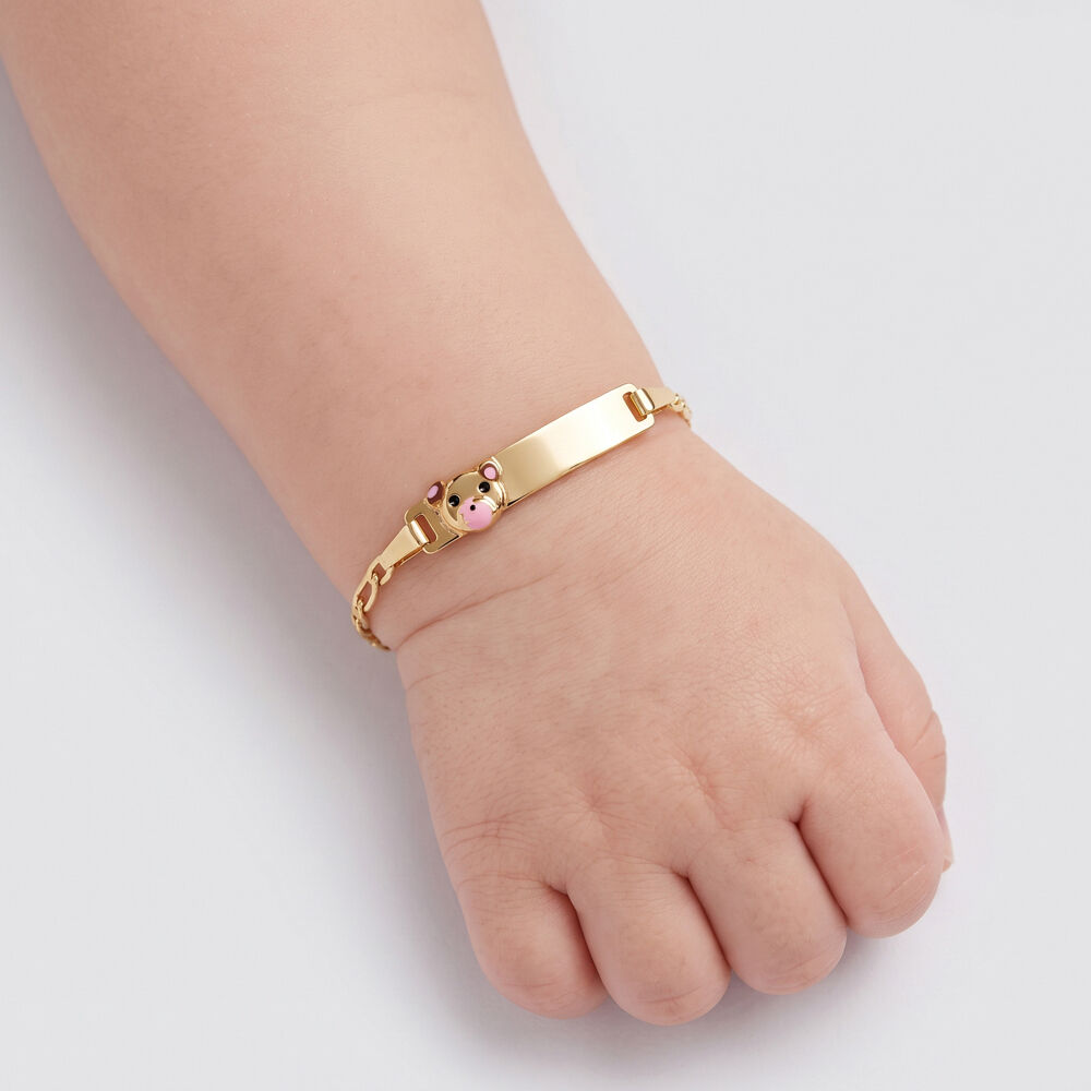 Bracelet Identit&eacute; Euzebia Maille Chemin De Fer Or Jaune - Gourmettes Enfant | Marc Orian