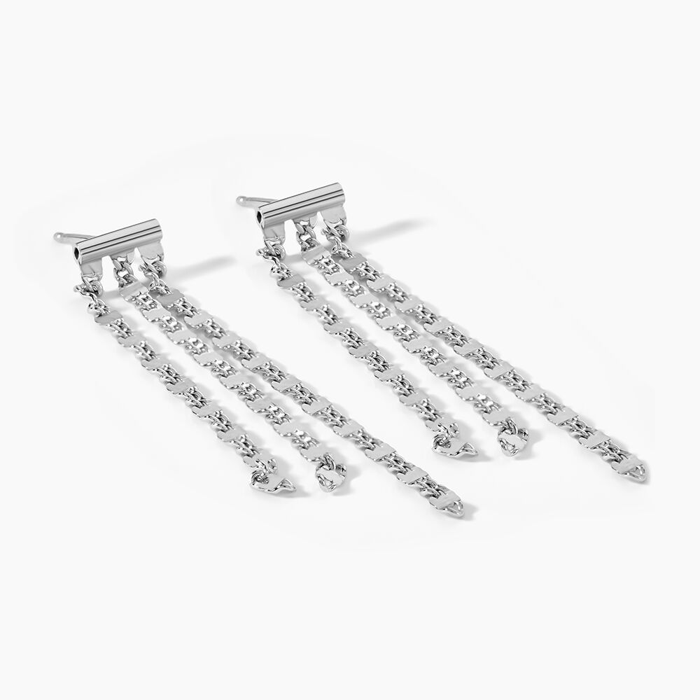 Boucles D'oreilles Pendantes Nissa Argent Blanc - Pendantes Femme | Marc Orian
