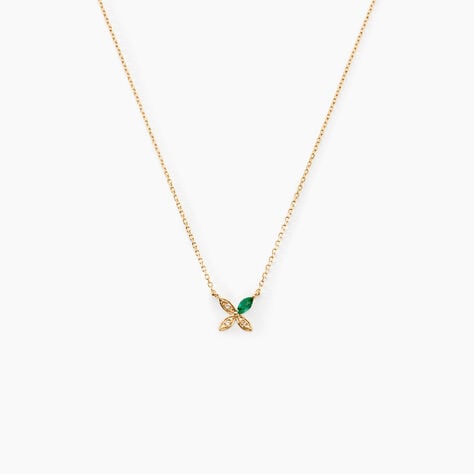 Collier Flower Power Or Jaune Emeraude Diamant - Colliers avec pierres Femme | Marc Orian
