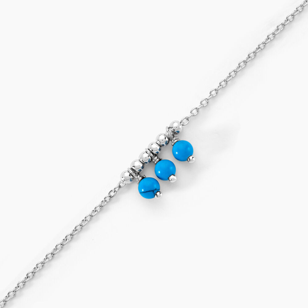 Bracelet Della Argent Blanc Turquoise - Bracelets chaînes Femme | Marc Orian