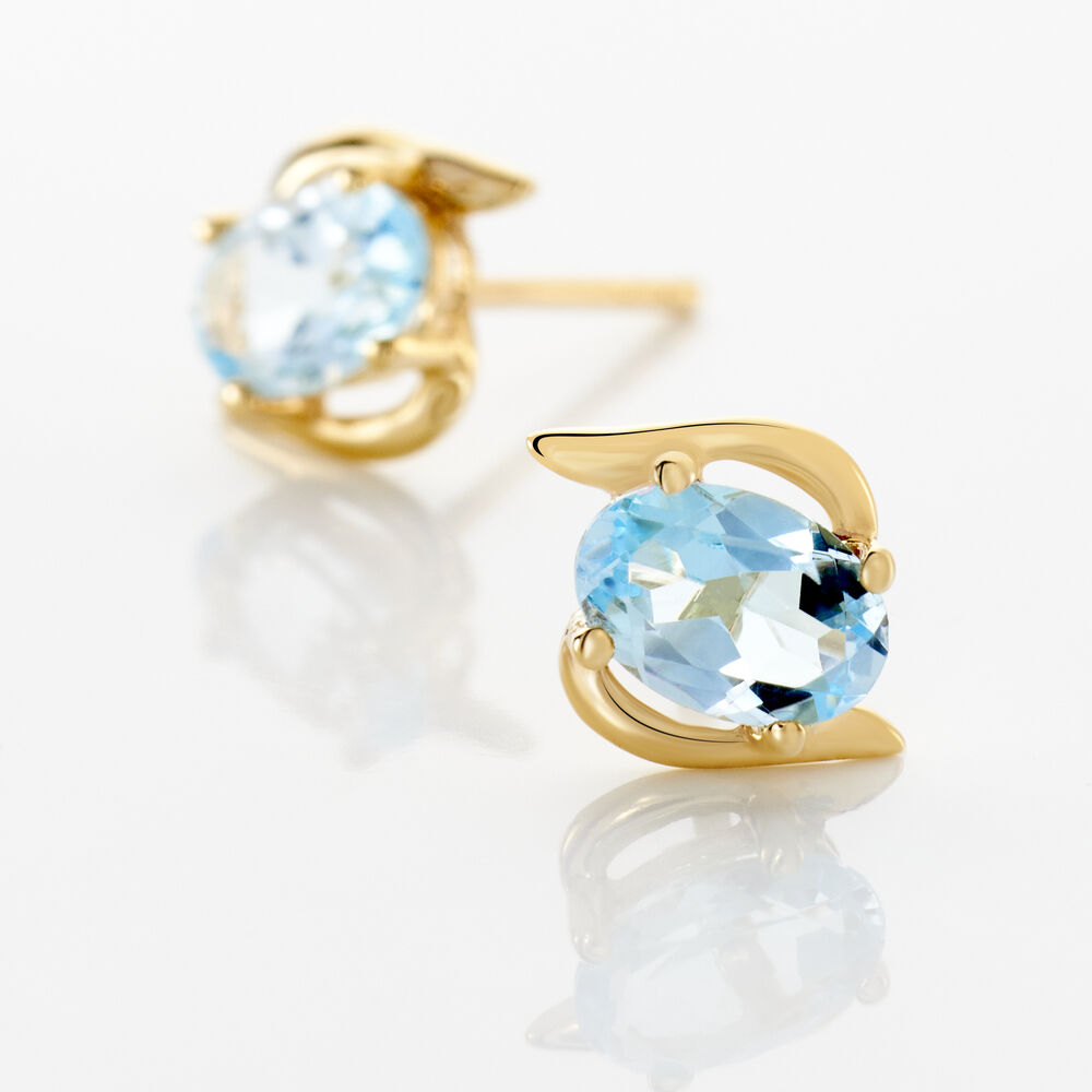 Boucles D'oreilles Puces Vrille Ovale Or Jaune Topaze - Puces Femme | Marc Orian