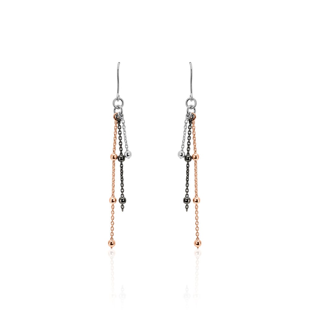 Boucles D'oreilles Pendantes Anfel Argent Tricolore - Pendantes Femme | Marc Orian