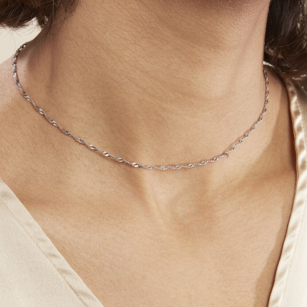 Chaîne Leliana Maille Singapour Or Blanc - Chaines Femme | Marc Orian
