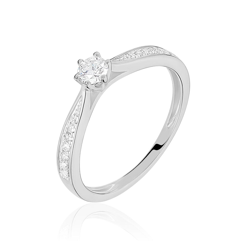 Bague Solitaire Symphonie Or Blanc Diamant - Parures de mariage Femme | Marc Orian