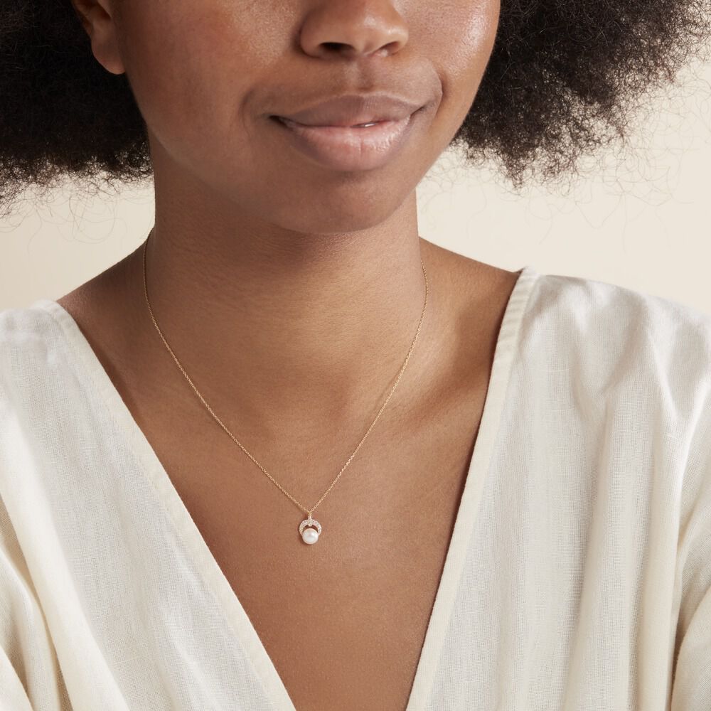 Collier Aloys Or Jaune Perle De Culture Et Oxyde De Zirconium - Colliers avec pierres Femme | Marc Orian