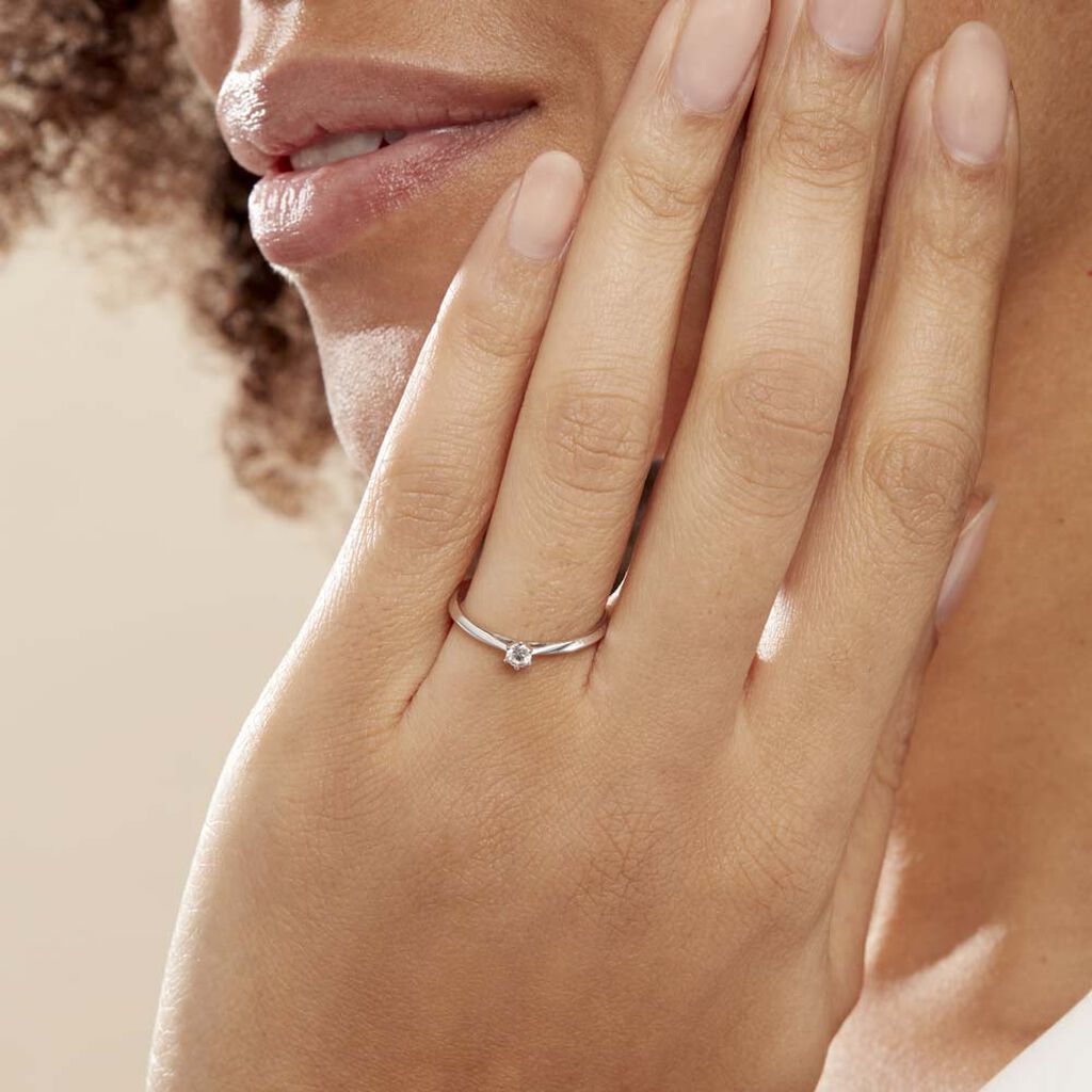 Bague Solitaire Veronika Or Blanc Diamant - Bagues Solitaire Femme | Marc Orian