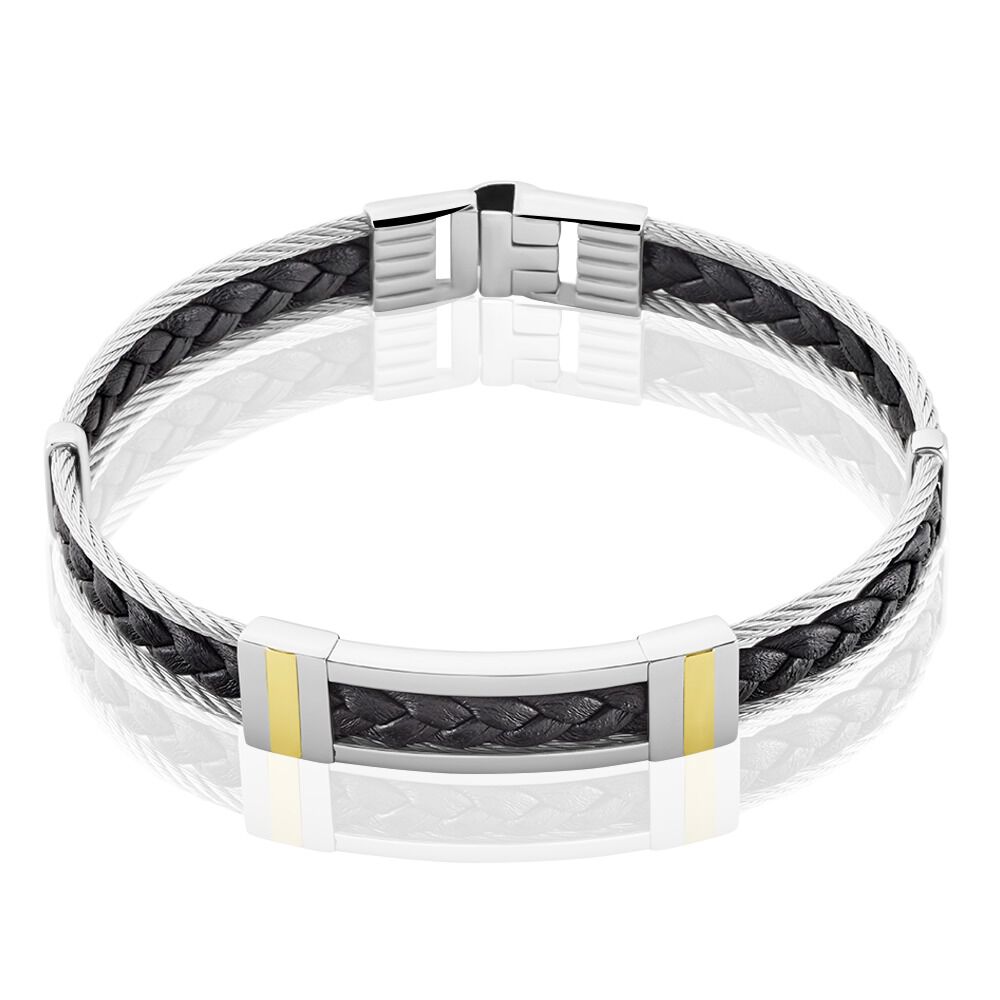 Bracelet Aichatou Or Acier Blanc - Bracelets cuir Homme | Marc Orian