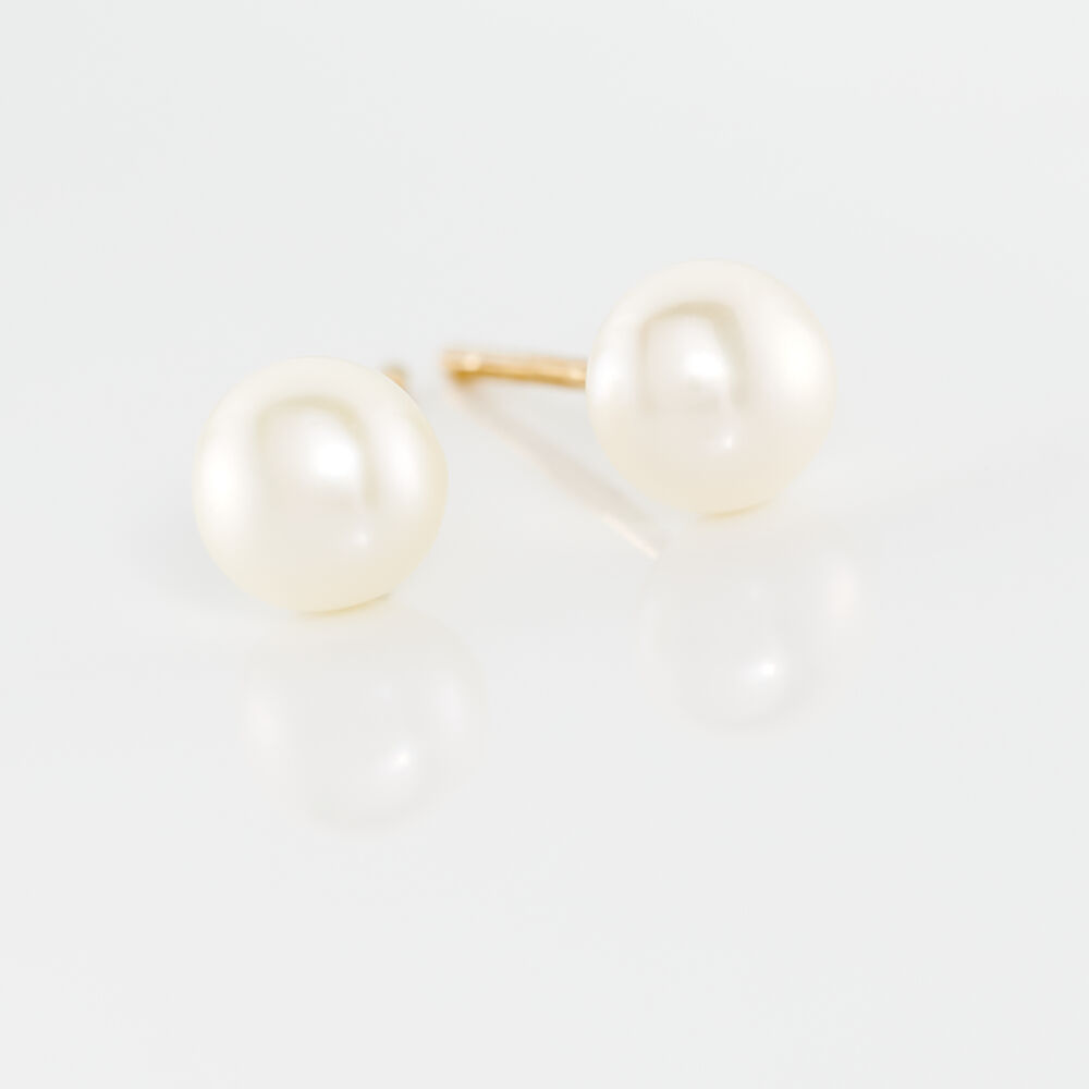 Boucles D'oreilles Puces Kesya Nacres Bouton Or Jaune Perle De Culture - Boucles d'oreilles mariage Famille | Marc Orian