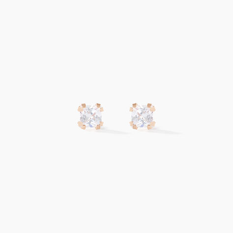 Boucles D'oreilles Puces Doreen Carre Or Rose Oxyde De Zirconium - Puces Femme | Marc Orian