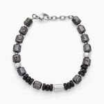 Bracelet Dark Pearl Acier Bicolore Pierre De Lave H&eacute;matite - Bracelets cha&icirc;nes Homme | Marc Orian