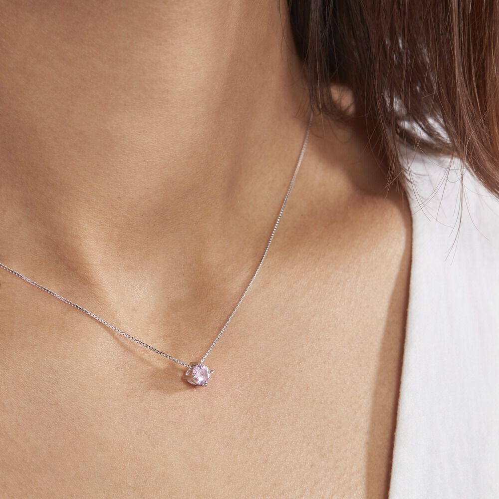 Collier Solitaire Argent Blanc Rio Santa Teresa Oxyde De Zirconium - Colliers solitaires Femme | Marc Orian