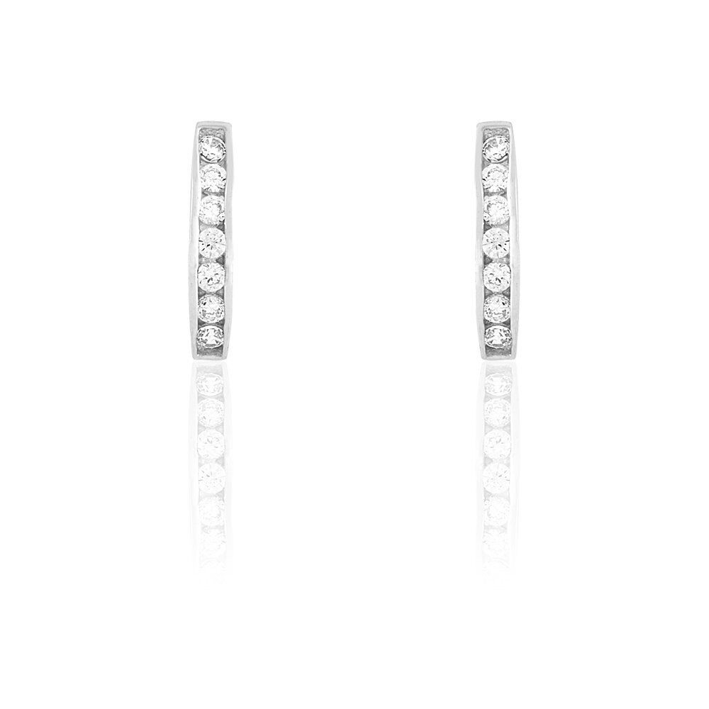 Créoles Jacoba Rondes Or Blanc Oxyde De Zirconium - Créoles Femme | Marc Orian