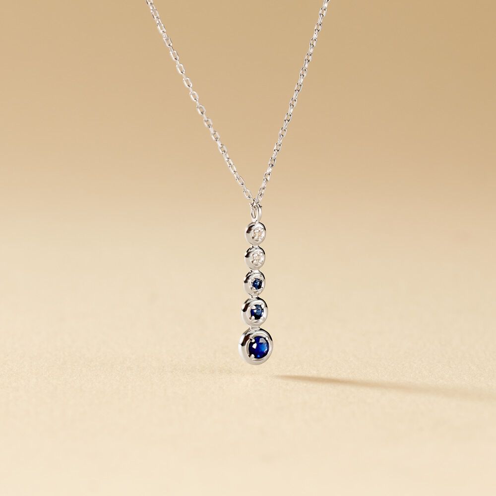 Collier Josephine Or Blanc Saphir Et Diamant - Colliers avec pierres Femme | Marc Orian