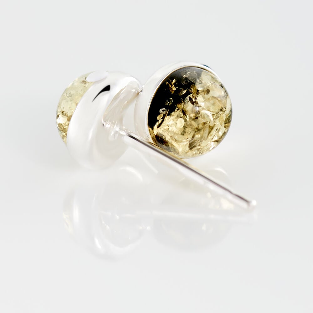 Boucles D'oreilles Puces Argent Blanc Acacia Ambre - Puces Femme | Marc Orian