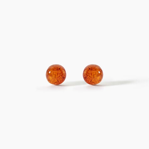 Boucles D'oreilles Puces Argent Blanc Brunhilld Ambre - Puces Femme | Marc Orian