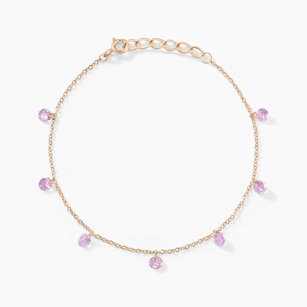 Bracelet Collie Argent Rose Oxyde De Zirconium - Bracelets chaînes Femme | Marc Orian