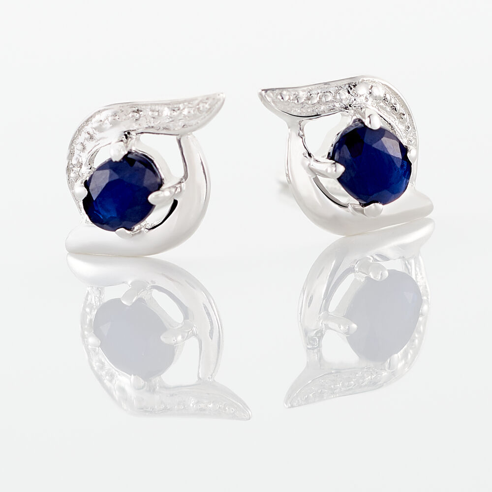 Boucles D'oreilles Puces Lydia Or Blanc Saphir - Puces Femme | Marc Orian