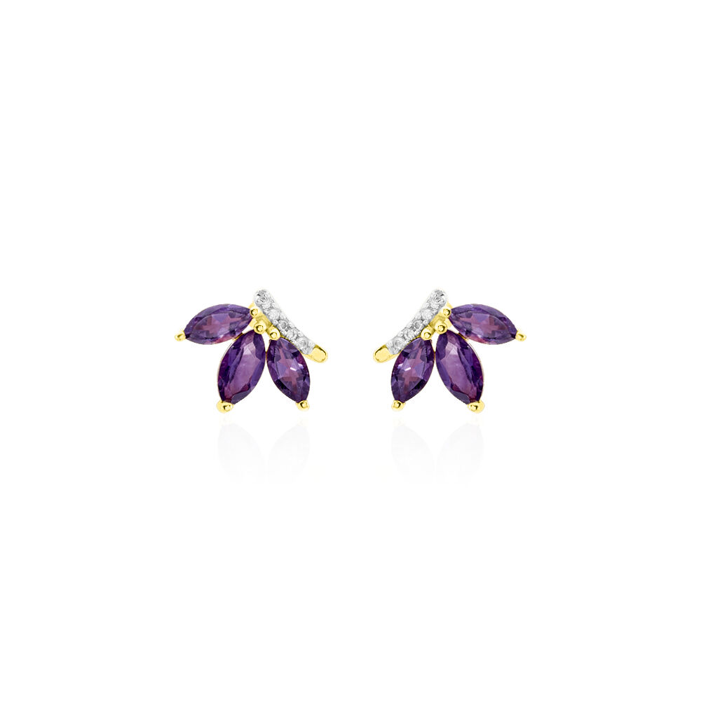Boucles D'oreilles Puces Augustina Or Jaune Amethyste Oxyde - Puces Femme | Marc Orian