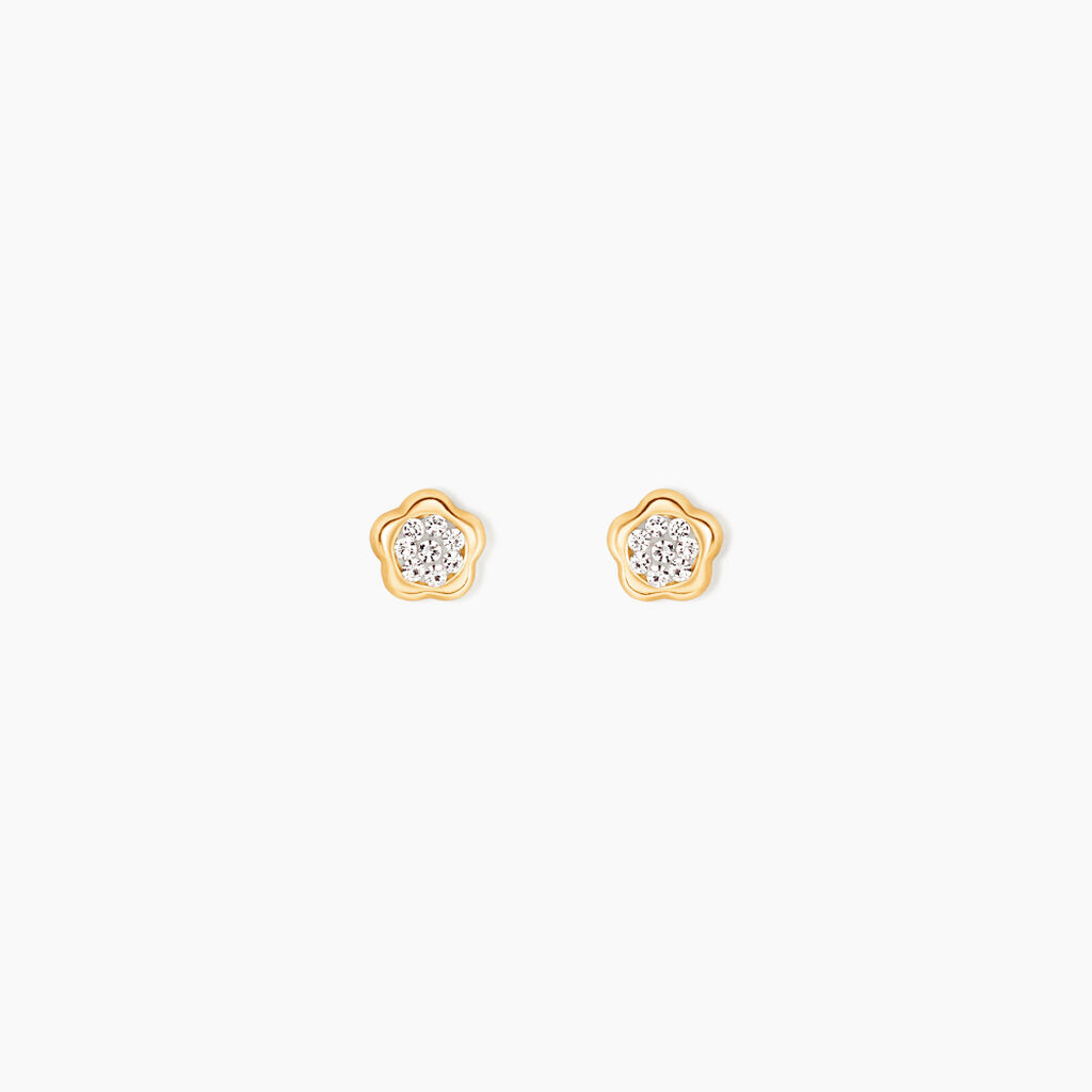 Boucles D'Oreilles Puces Barbro Or Jaune Cristal - Puces Femme | Marc Orian