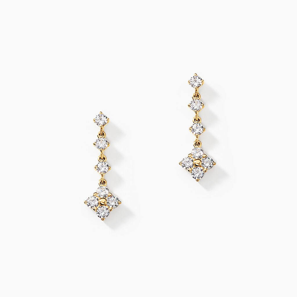 Boucles D'oreilles Pendantes Majestueuse Or Jaune Oxyde De Zirconium - Pendantes Femme | Marc Orian