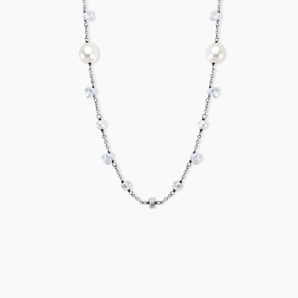 Collier Sautoir Noellyae Argent Blanc Perle De Culture - Colliers avec pierres Femme | Marc Orian
