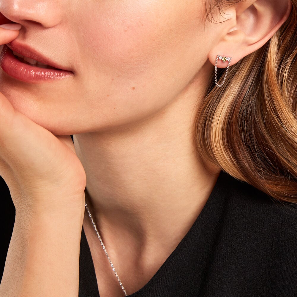 Bijoux D'oreilles Desert Argent Blanc Oxyde De Zirconium - Piercings d'oreilles Femme | Marc Orian